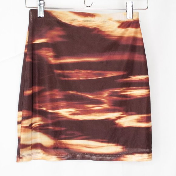 NEW Motel Rocks Mesh Mini Skirt Juniors Medium M Brown Y2K Vibes Casual EE12X - Picture 3 of 5